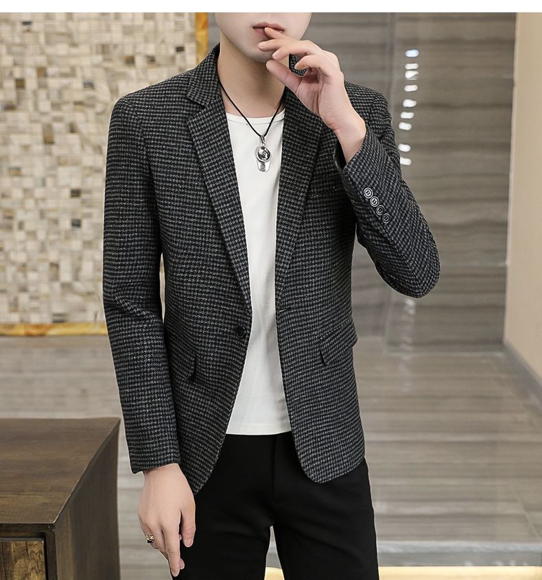 2024 nuovi abiti da uomo in stock piccoli abiti stile coreano moda plaid giacca casual da uomo all'ingrosso_voghion.com