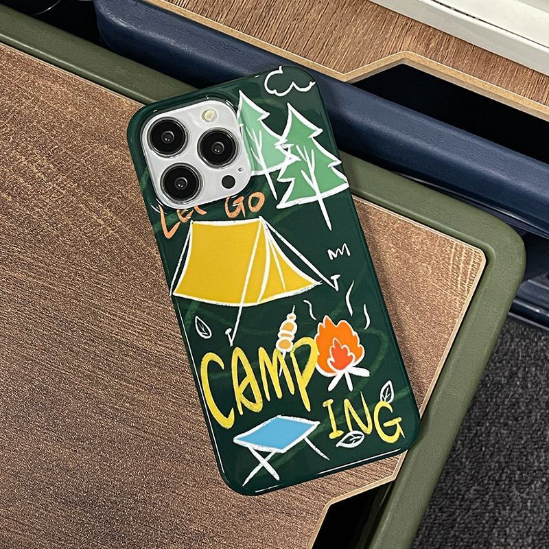 【 1637 Ljudska kolekcija 】 Tamnozelena kamperska grafiti maska za telefon 14, tvrda folija za iPhone 13, sjajna folija za ProMax 12_voghion.com