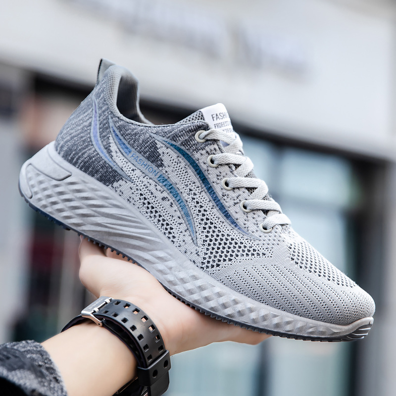 New Men's Trendy Mesh Breathable Casual Sneakers Lace-up Soft Sole Low-top Running Shoes_voghion.com