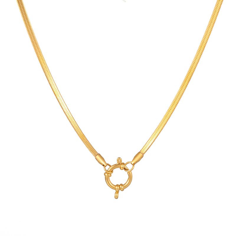 Collana con ciondolo a forma di O con fibbia a molla, in acciaio inossidabile, placcato oro K, per donna_voghion.com