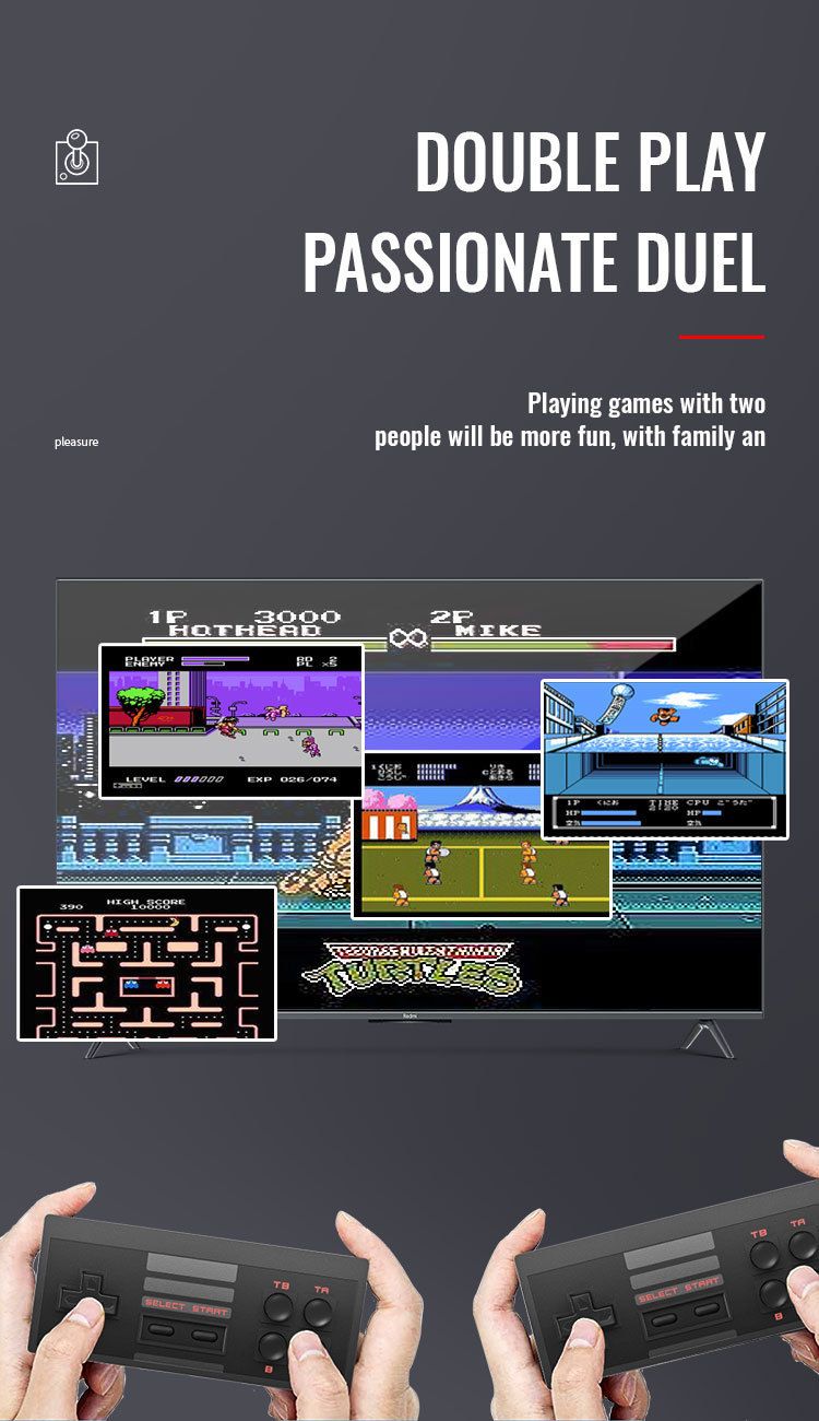 Nostalgic Home Game Hine NES Clear 620 Wireless Pair Play TV Stick_voghion.com