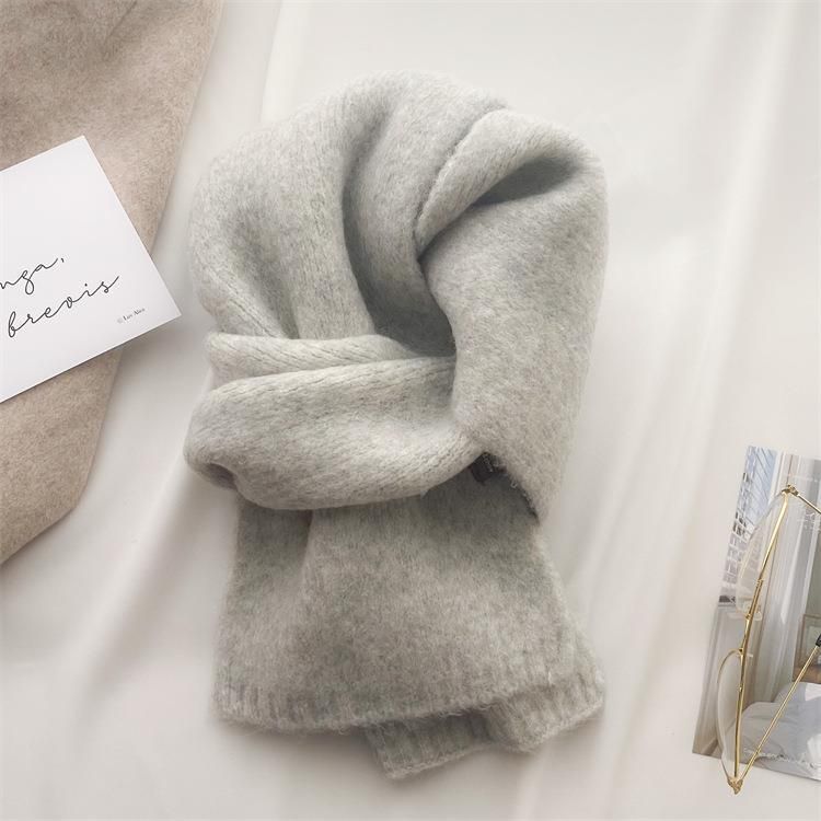 2025 New Trendy And Easy To Match Small Scarf Women's Autumn And Winter Soft Waxy Knitted Imitation Cashmere Neck Protection Scarf_voghion.com