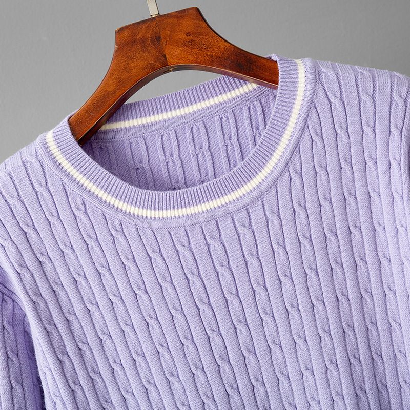 Elegante set di maglione e pantaloni in maglia - Completo casual a righe con pullover a maniche lunghe e pantaloni in morbida miscela di viscosa, versatile per l'ufficio e per tutti i giorni_voghion.com