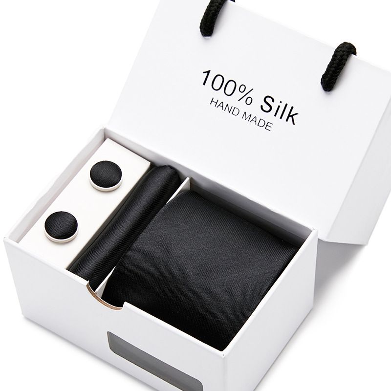 2023 Men's Gift Box 5-piece Set Tie Pocket Scarf Collar Clip Cuff_voghion.com