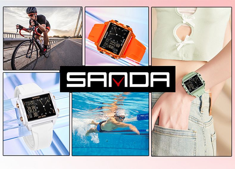Square Multi-Function Digital Analog Watch With Transparent Case, Dual Time Display, Alarm, Stopwatch, Waterproof, And Luminous Feature_voghion.com