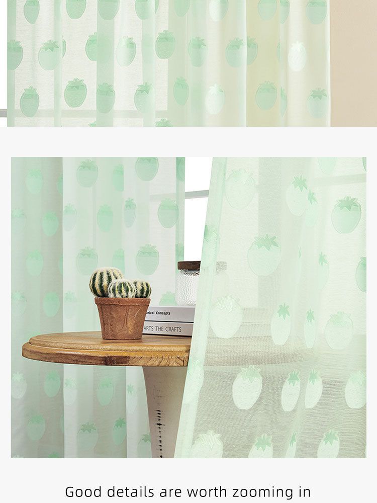 Curtains Are Light Transmitting And Impermeable Strawberry Pattern Window Screens Are Semi Light Blocking And Wear Rods_voghion.com