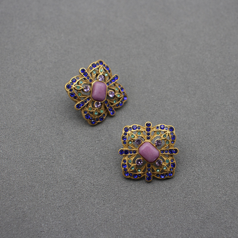 Middeleeuwse terugkeer stijl Tsjechische kristal lange trui ketting retro mode reïncarnatie ketting nieuwe Chinese stijl blauwe klavertje vier_voghion.com