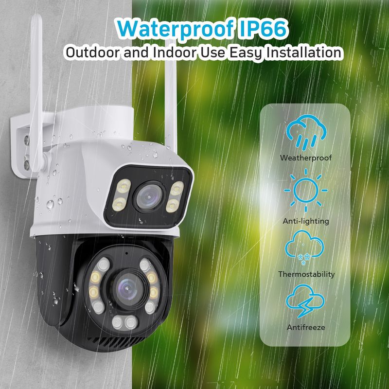 3MP Bullet Dual Lens Wireless Surveillance Camera 360 Degree Outdoor Home HD_voghion.com