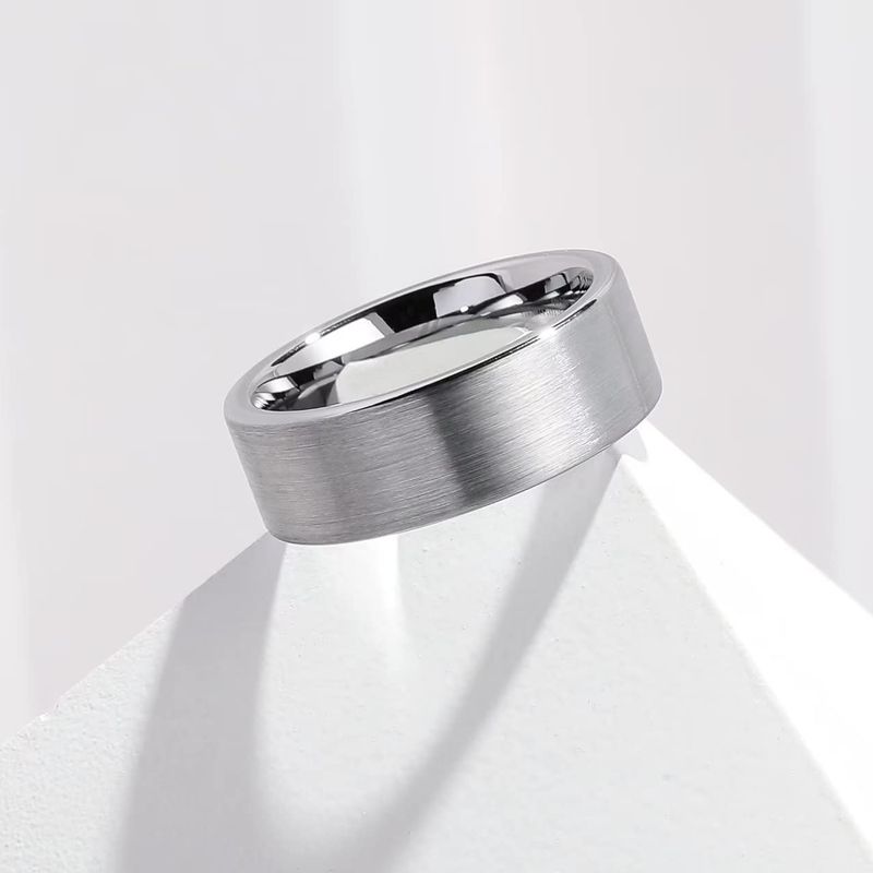 Semplice 8mm titanio acciaio inossidabile nero spazzolato finitura opaca anelli per uomo donna fede nuziale gioielli Drop Shipping_voghion.com