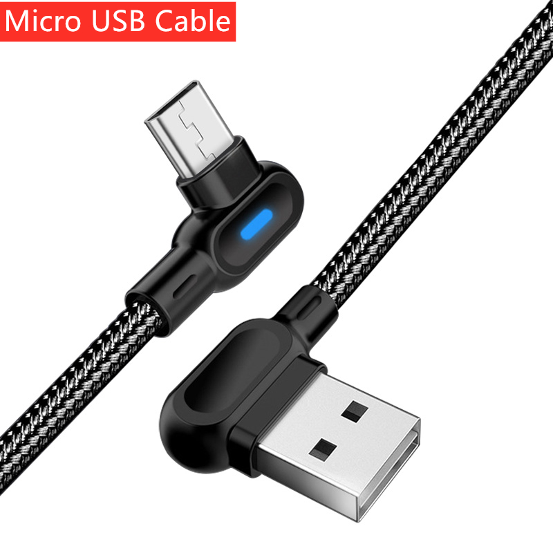 Kabel Micro USB 90 Grad Nylon gewebt 1m 2m 3m Schnelllade-Datenkabel passend für Samsung S7 S8 Xiaomi Hongmi LG_voghion.com