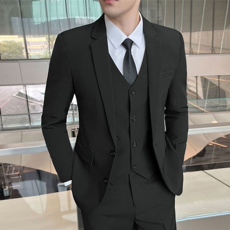 Conjunto de alta gama para hombre CT con hombreras, chaleco, uniforme de negocios y traje de boda._voghion.com