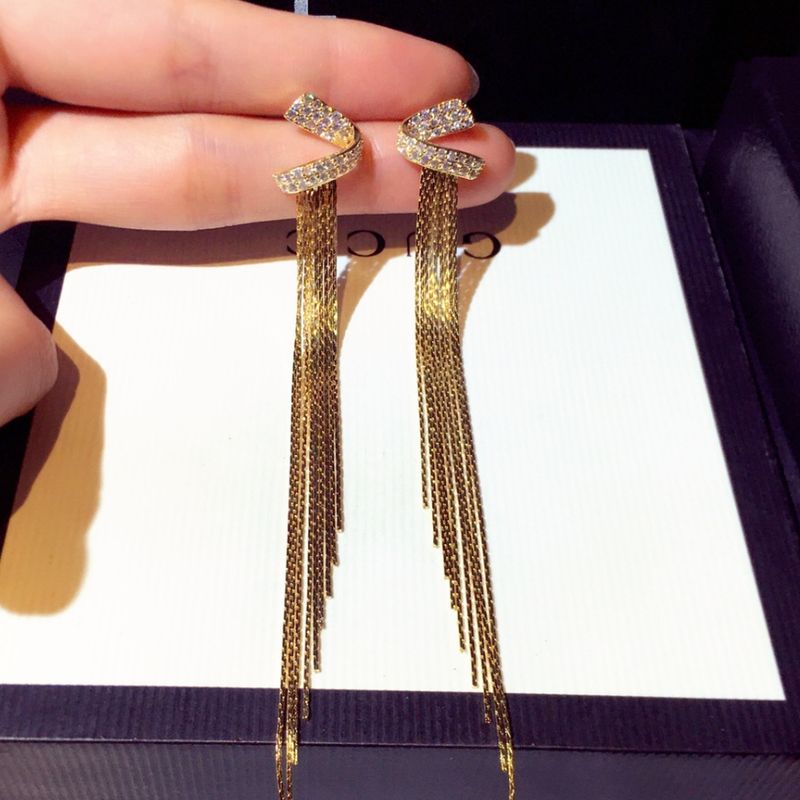 Orecchini a forma di S in argento di alta qualità, stile Ins, per donna, pendenti con nappe in metallo intarsiato con zirconi chiari_voghion.com