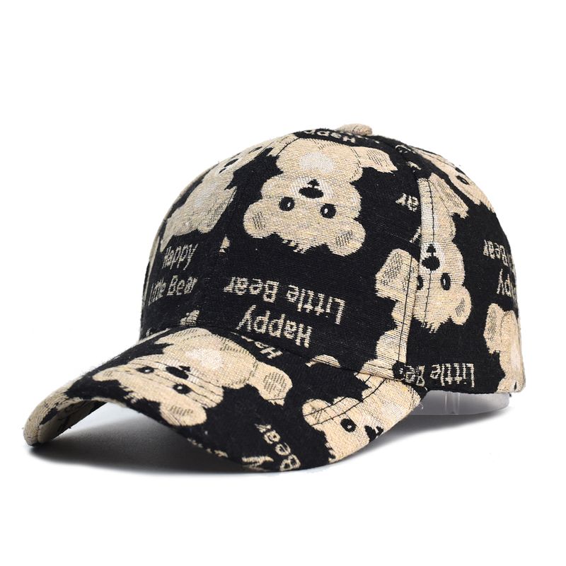 Boné de beisebol de urso fofo novo primavera sunh dog print homens mulheres unissex-adolescentes algodão snapback bonés moda hip hop vintage_voghion.com