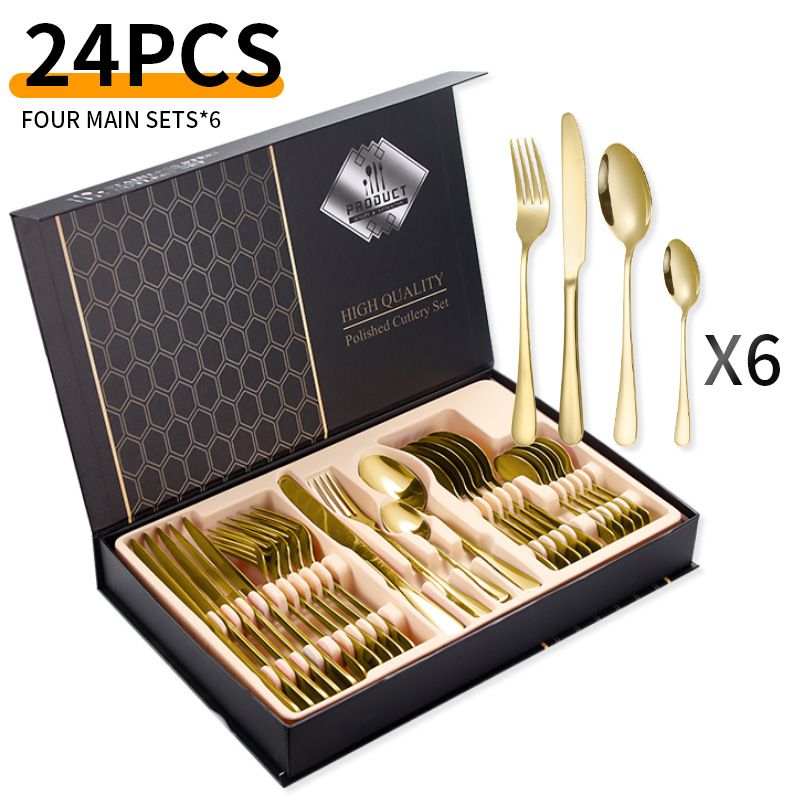 Viral 1010 Series 24-Piece Titanium Cutlery Set - Premium Stainless Steel Knives Forks & Spoons In Trendy Flip-Top Box_voghion.com