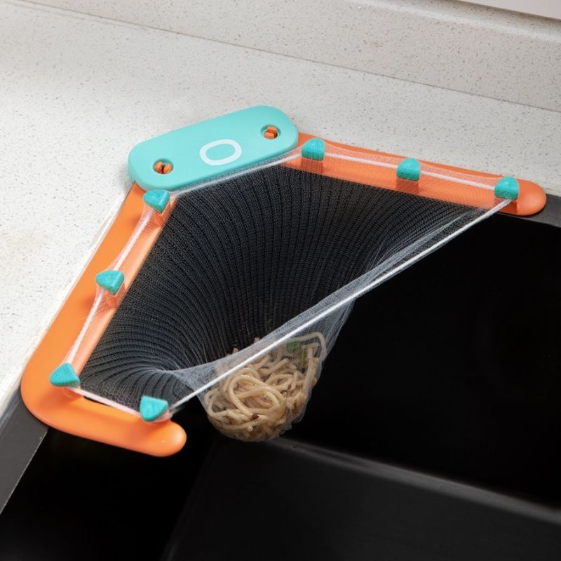 Filtro da cucina per residui di cibo; filtro triangolare per lavabo con sacchetto per camper per lavello con filtro TriHolder, 50 pezzi, rifiuti multiuso_voghion.com