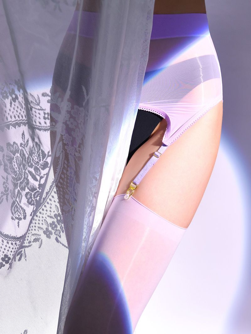 Olejek lotosowy Qing lekki "pakiet" szelki pończochy olej koński seksowny olej jasny odpinany wysoki lufa zabawa otwarte plus rozmiar czarny jedwab_voghion.com