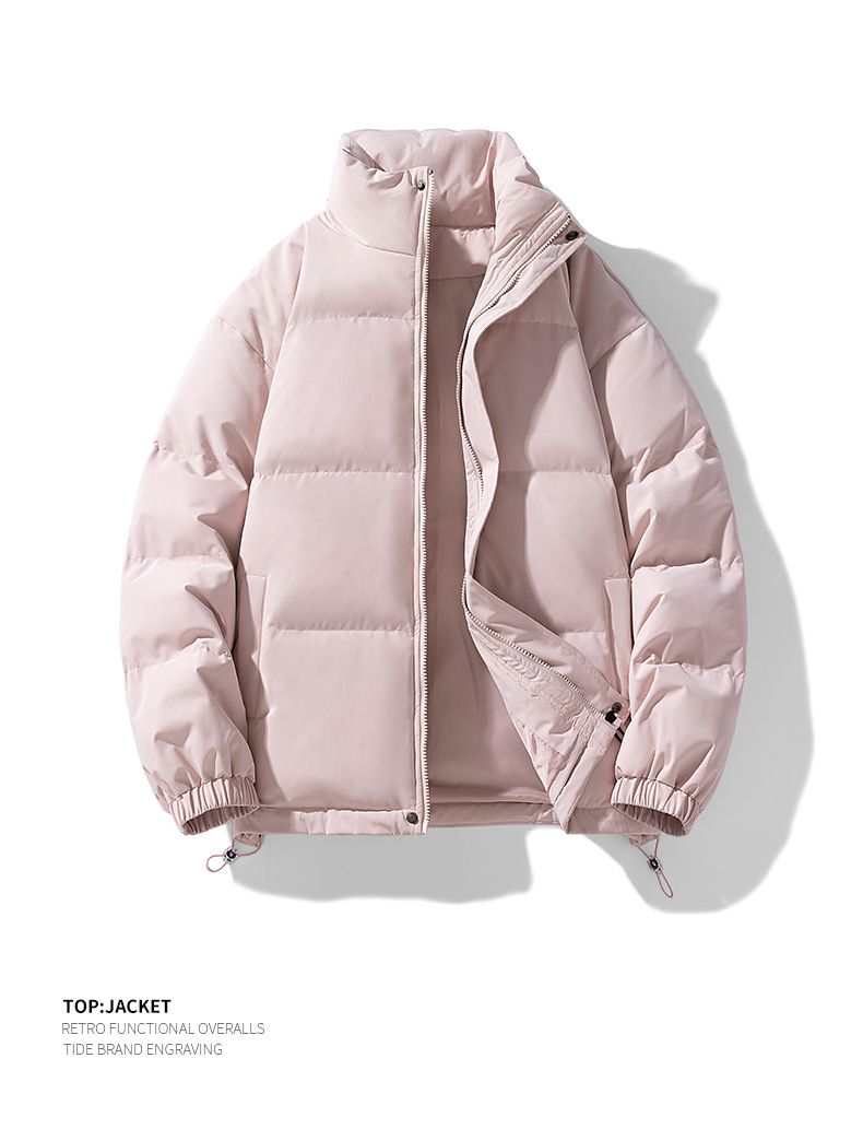 Giacca imbottita in cotone con collo alto tinta unita per uomo e donna 2025, nuova giacca invernale ispessita, calda e alla moda, casual, da coppia_voghion.com