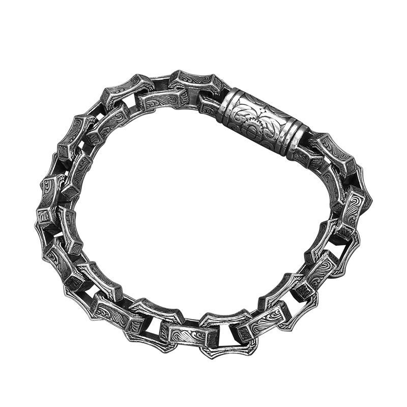 Bracciale Xiangxu con motivo a onde d'acqua, irregolare, per uomo, audace e dominante, semplice pezzo da motociclista hip hop su Instagram_voghion.com