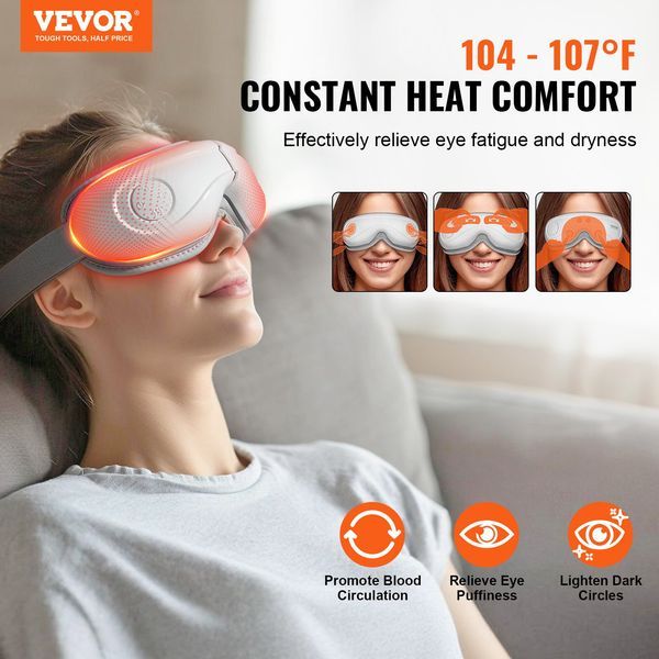 VEVOR Eye Massager With Heat & Remote Eye Care Device 5 Modes Bluetooth Music_voghion.com