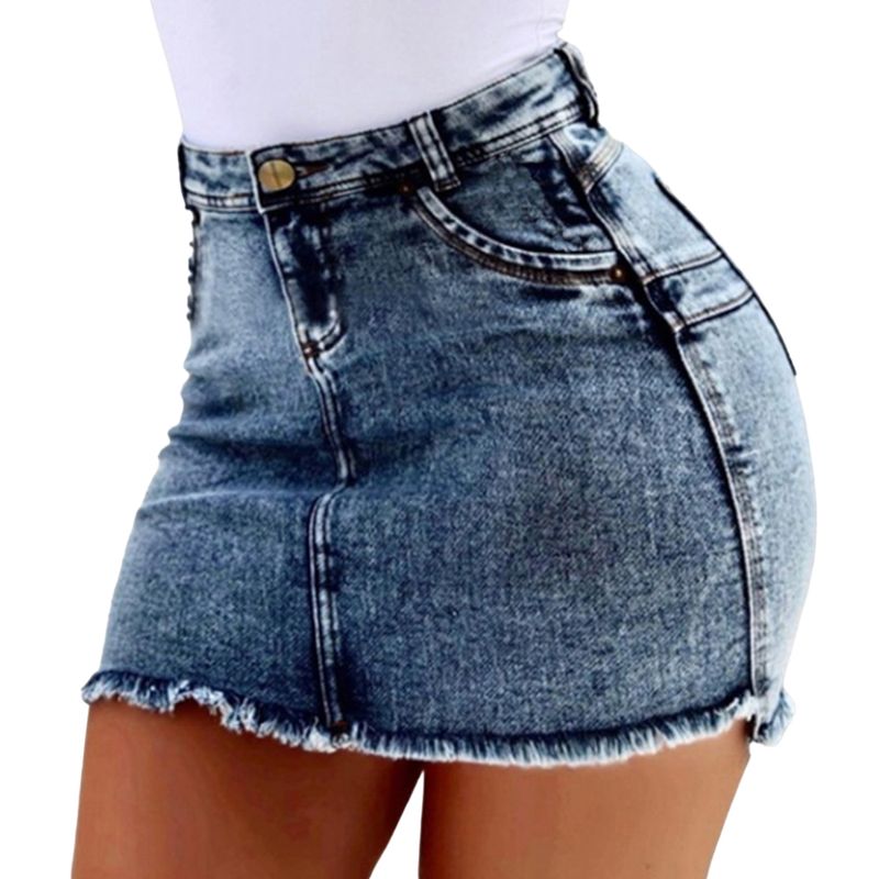 Heißer verkauf A-Line Sexy Vintage Denim Röcke Für Frauen 2024 Sommer Elastische Bodycon Schlank Hüfte Mini Kurzen Kleid Koreanische Mode weibliche_voghion.com