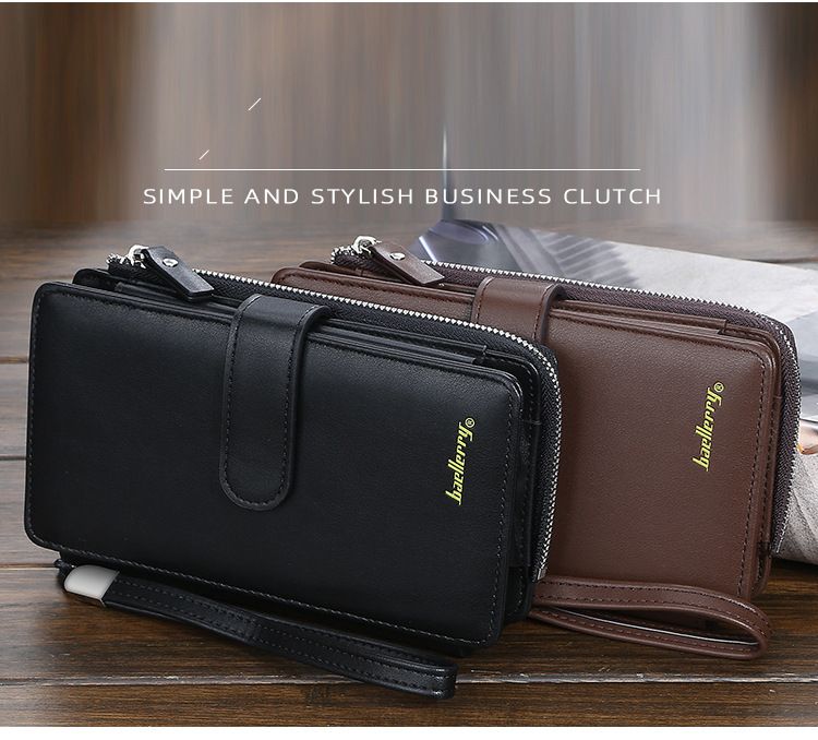 Portafoglio Baellerry da uomo, lungo, multifunzionale, borsa per cellulare, retrò, con cerniera, fibbia, all'ingrosso_voghion.com