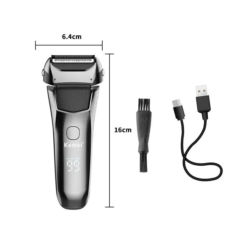 Kemei KM-8512 Wiederaufladbarer, abwaschbarer Elektrorasierer, wasserdichte Folie, Nass- und Trockenrasierer, Bartschneider für Männer_voghion.com