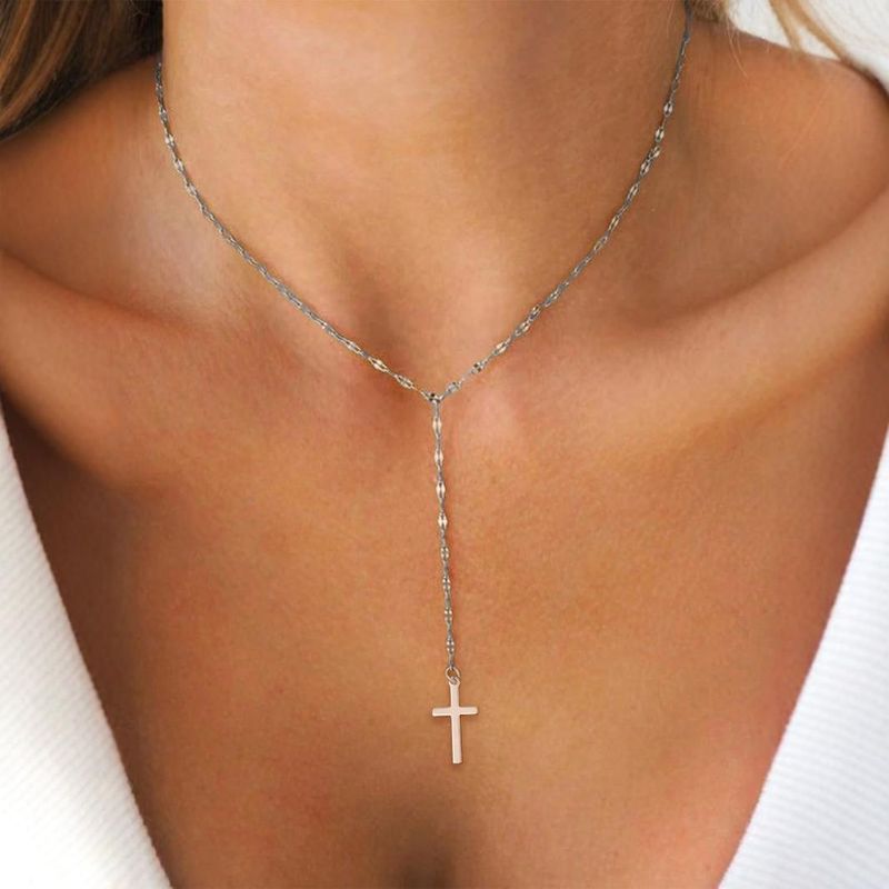 Kruis Nieuwe Y-vormige Kwast Hanger Cubaanse Ketting Prachtige Dames Sleutelbeenketting_voghion.com