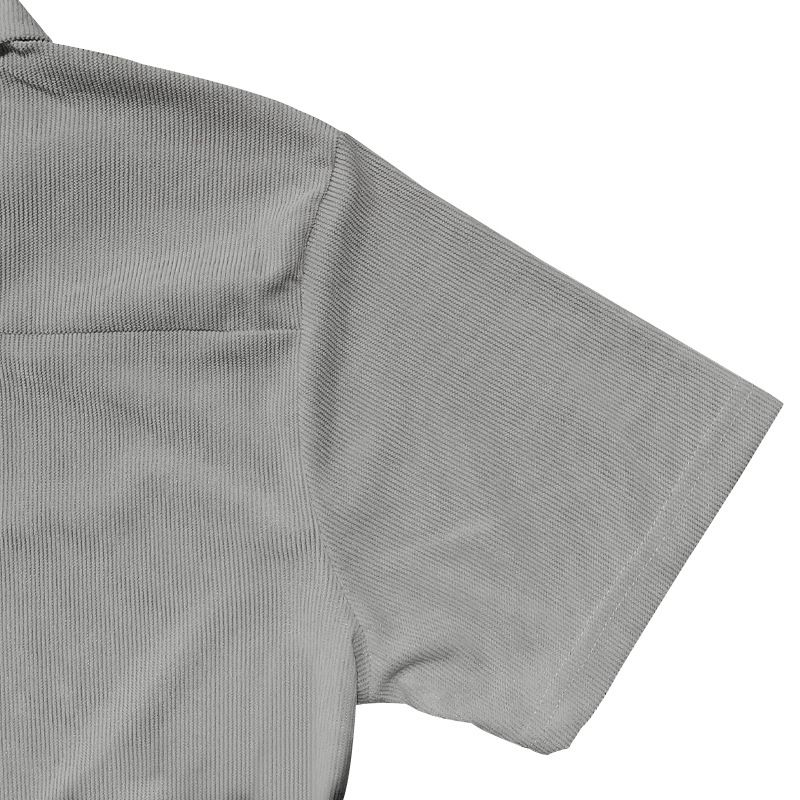 Sommer-Set aus neuem europäischen und amerikanischen Handel für große Herren in Volltonfarbe mit Kragen, kurzen Ärmeln und Hosen-Set mit Reißverschluss, 2-teilig_voghion.com