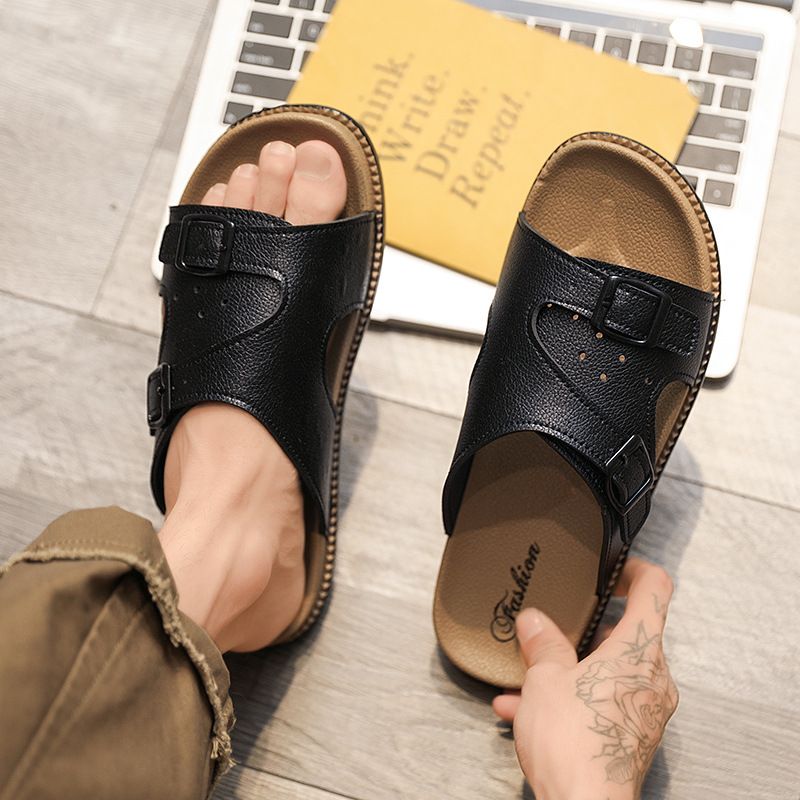 Neu Cool im Sommer mit weichen Sohlen, modisch und vielseitig, rutschfeste Outdoor-Strandschuhe, einzeilige Hausschuhe für Herren_voghion.com