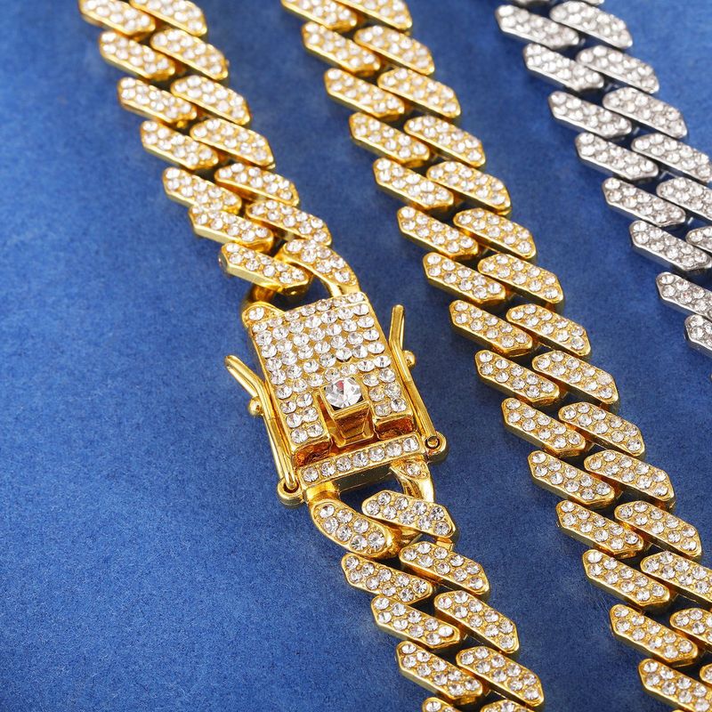 Hip-Hop Trendy Style Diamond-Studded Men's Colorful Diamond Bracelet Fashionable Cool Cuban Chain_voghion.com