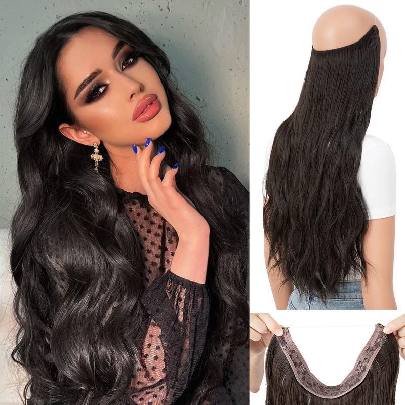 parrucca alla moda parrucca femminile pezzo unico pezzo di capelli Big Wave capelli lunghi e ricci pezzo di estensione dei capelli in fibra chimica senza cuciture_voghion.com