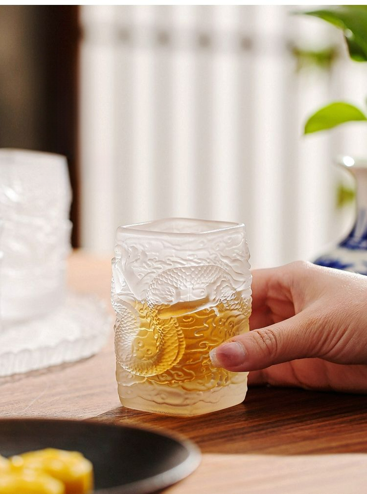 Ręcznie robiony wzór smoka, whisky, likier, zagęszczony kieliszek do wina, sake, kieliszek do wina_voghion.com