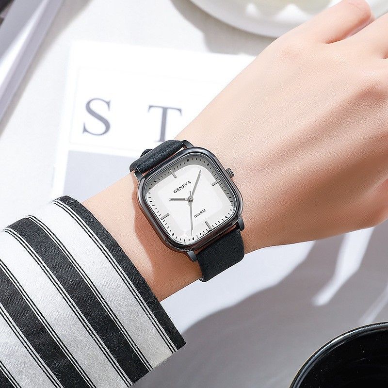 Men's Minimalist Quartz Watch With Leather Strap, Square Dial, Fashionable Casual Timepiece For Everyday Wear_voghion.com