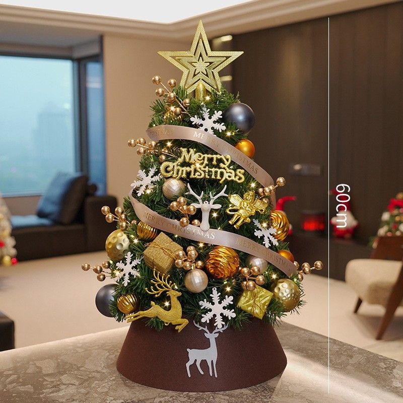 Christmas Mini Tree Set Decoration DIY Desktop Home Gold Coffee Tree Decoration Small Ornaments_voghion.com