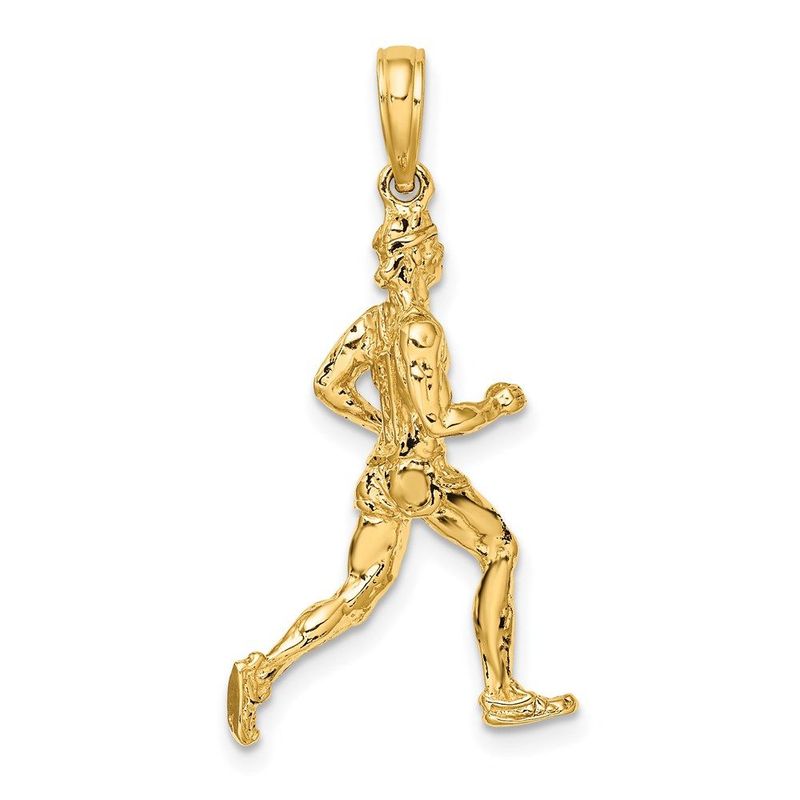 14K 3-D Polished Runner Charm_voghion.com
