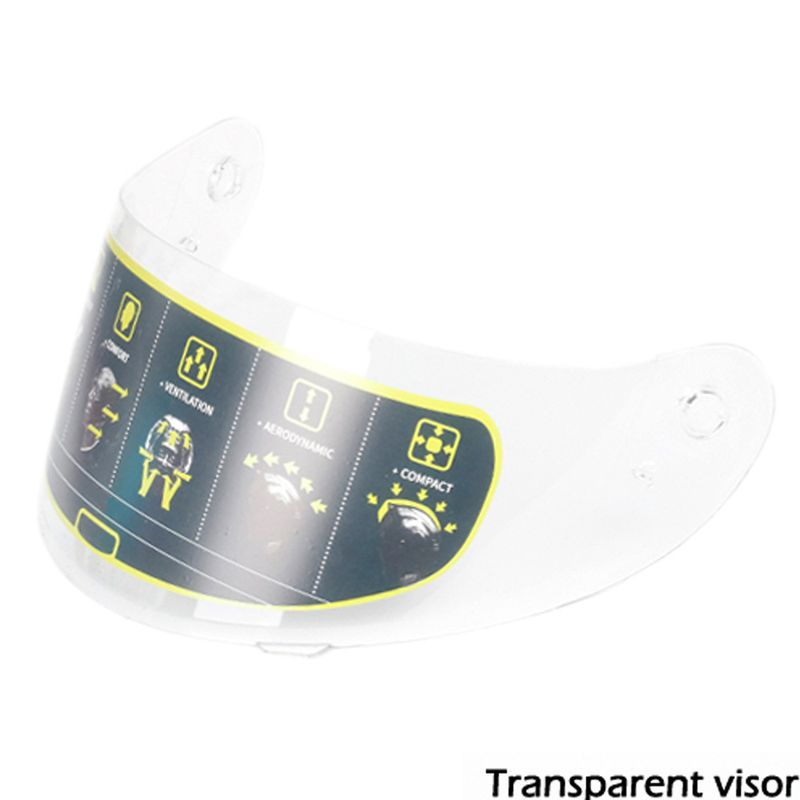 Viseira integral para capacete 0700E - Antiembaçante, alta transparência, proteção UV (opções fumê, fumê e transparente) com spoiler traseiro (preto/transparente)_voghion.com