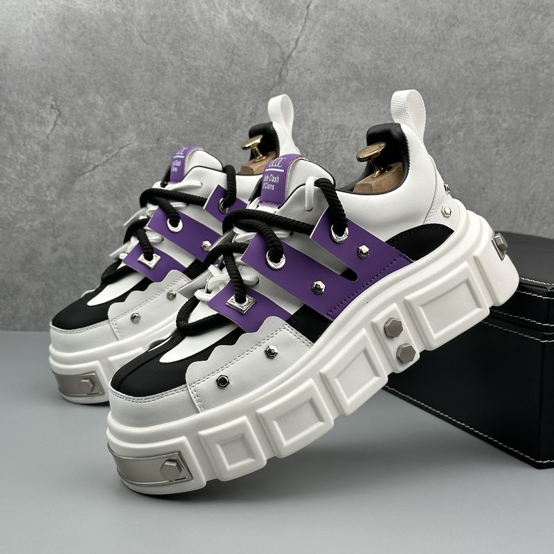 Men's Daddy Shoes Rivet Nichey Men's Shoes Heightened Big Head Thick Bottom Derby Shoes_voghion.com
