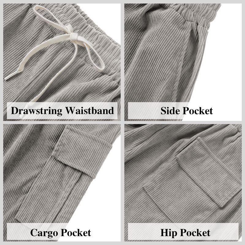 Men's Heavyweight Corduroy Work Pants – Vintage Casual Straight-Leg Trousers With Utility Pockets– Relaxed Fit For Urban Commuting_voghion.com