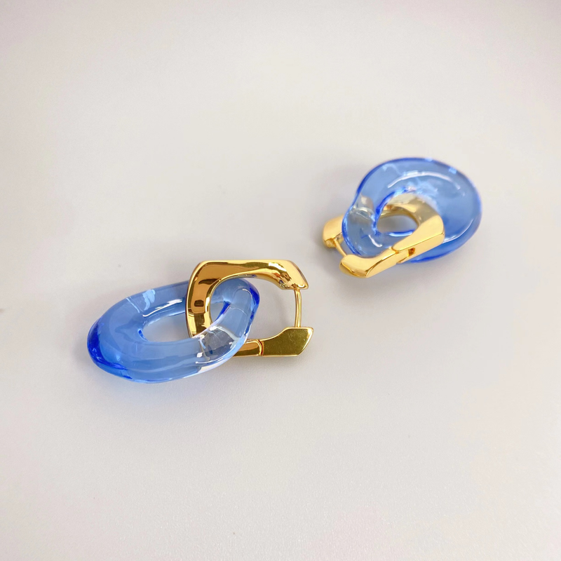 Nuovi orecchini alla moda staccabili per le donne, a forma di U irregolare con pendente in vetro, accessori per le orecchie alla moda_voghion.com