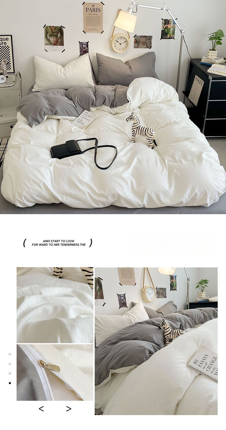 Huan Die Mother And Baby Class A Double Stitching Simple Ultra-Soft Washable Bedding Thickened Student Dormitory 3-Piece_voghion.com