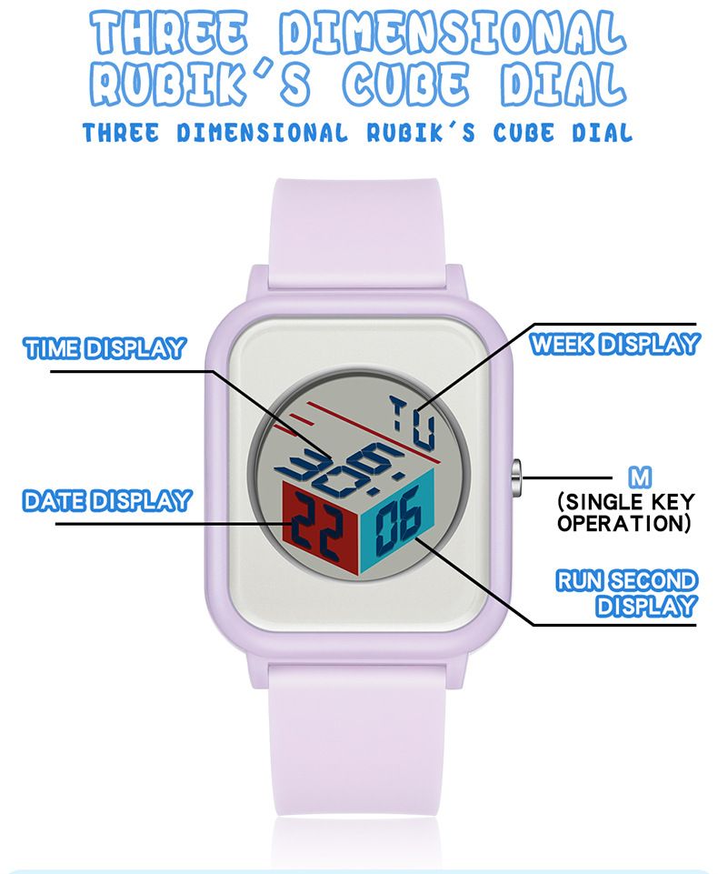 Modern Square Digital Watch With LED Backlight, Waterproof & Lightweight Design For Students And Casual Wear Luminous Leisure Watch_voghion.com