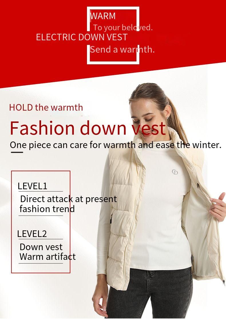 Nowa, podgrzewana kamizelka grzewcza USB Outdoor Warm Down Smart Electric Heating z kołnierzem_voghion.com