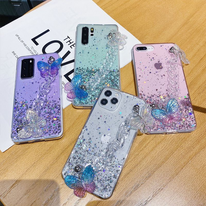 Kristallarmband Schmetterling Hülle für Xiaomi Mi 11 Lite 12 11T 10T 10S Poco F3 Redmi Note 11 K40 Pro 10 Cover Hüllen_voghion.com