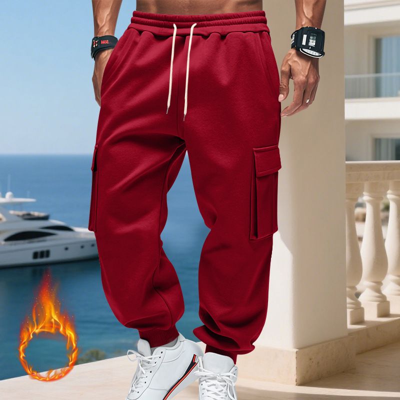 Pantaloni cargo da uomo foderati in pile - Jogger casual caldi invernali con tasche multiple, vestibilità ampia, vita elastica, comodi ed eleganti per l'uso quotidiano_voghion.com