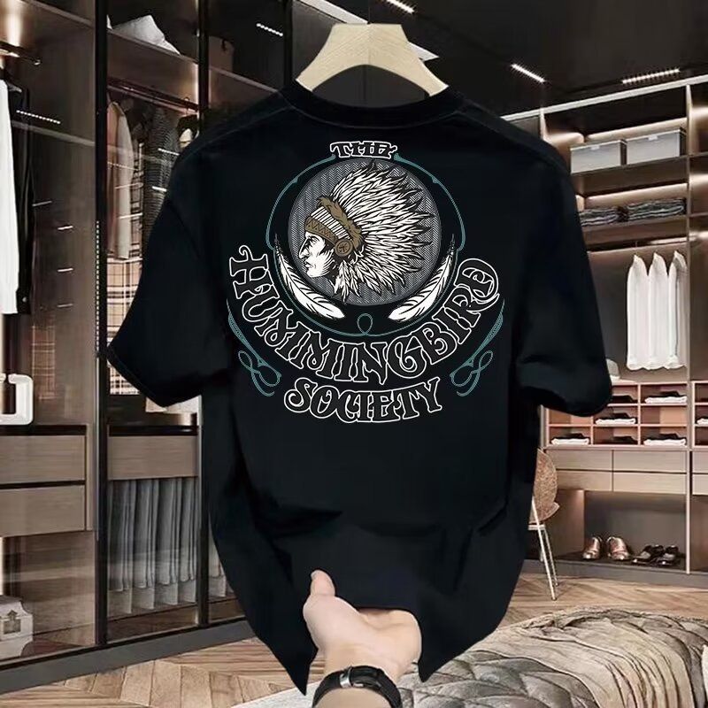 European Station High-end Heavy Men's Short-sleeved Top Breathable Trendy Brand Soft All-match T-shirt Light Luxury Fashionable Short-sleeved Round Ne_voghion.com