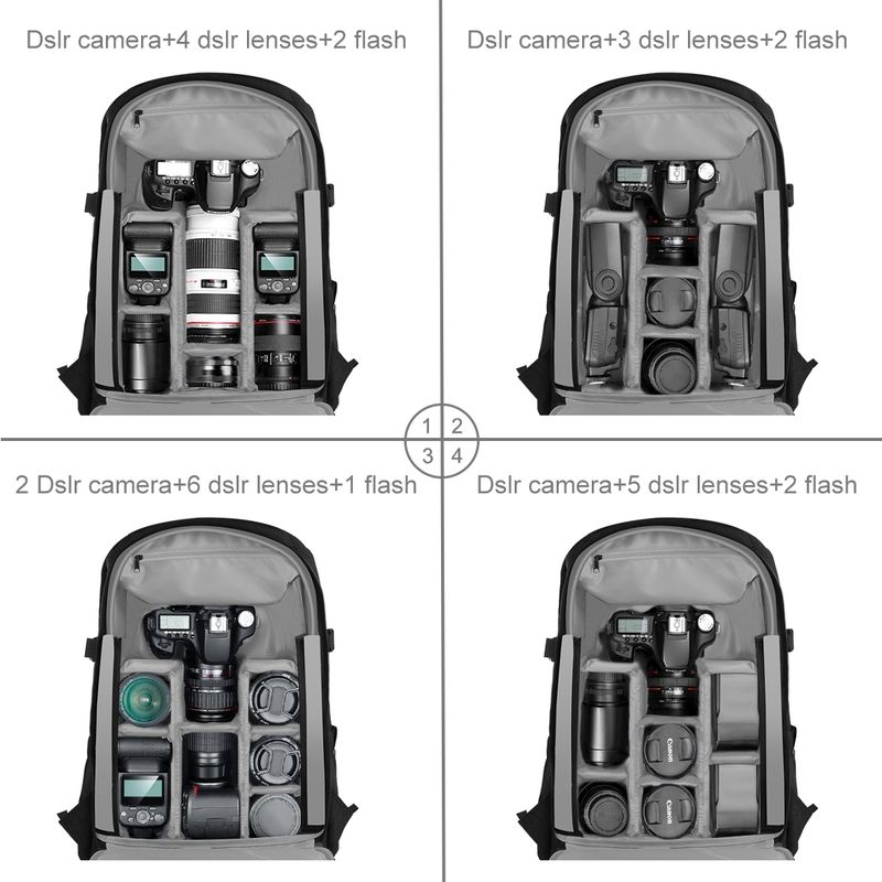 Puluz Outdoor Portable Dual Shoulders Backpack Waterproof With Rain Cover For Camera Lens Stabilizer Photography Bag_voghion.com