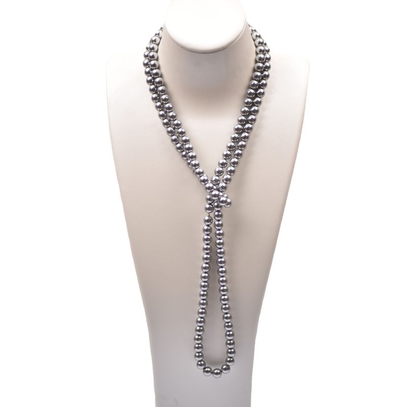 Zhenduoma Silver Grey Shi Family Zhengyuan Strong Light Pearl Women's Long Multi layered Sweater Chain New Style_voghion.com