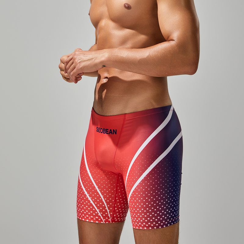 New Swimming Trunks Men's Low Waist Long Boxer Swimming Trunks Comfortable Hot Spring Pants Men's Swimsuit Wholesale_voghion.com