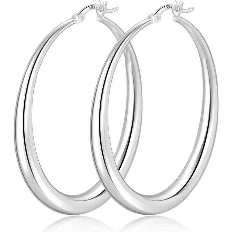 New Silver Thick Large Circle Hoop Irregular Needle Personality Earrings_voghion.com