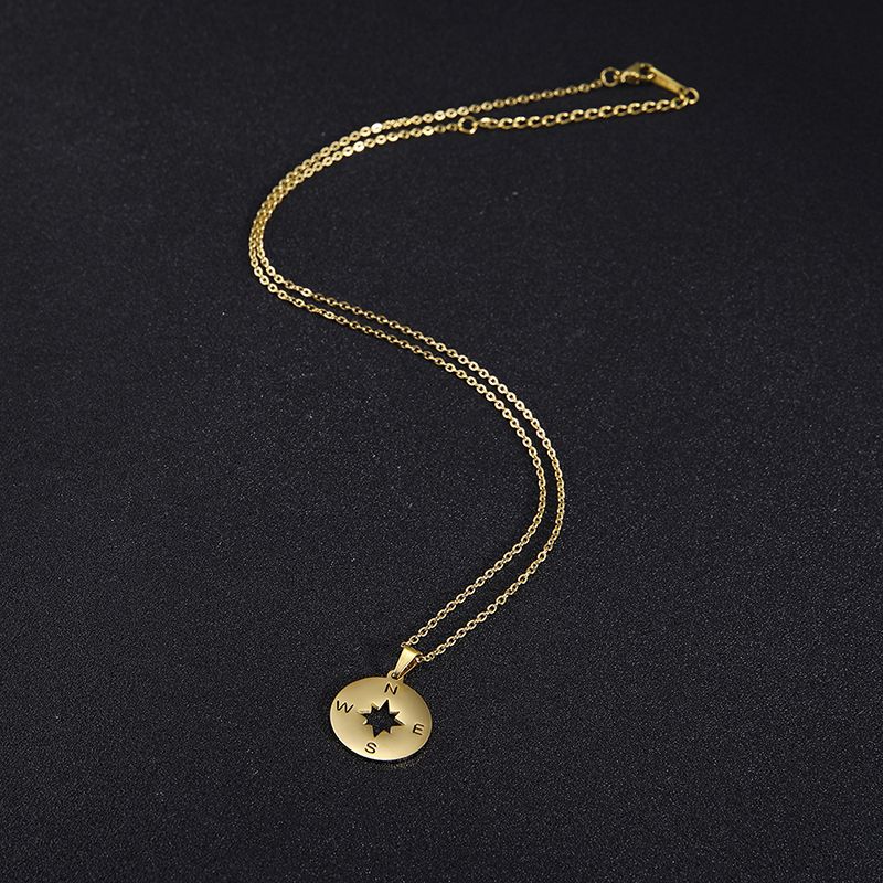 2025 New Arrivals Dreamtime, men's and women's hollow stainless steel accessories, hip-hop style jewelry, necklace pendant with compass,_voghion.com